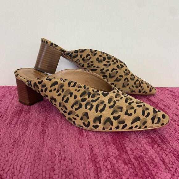 Soludos Heidi Block Heel Leopard Print Suede Mules Size 8.5 - Picture 11 of 11